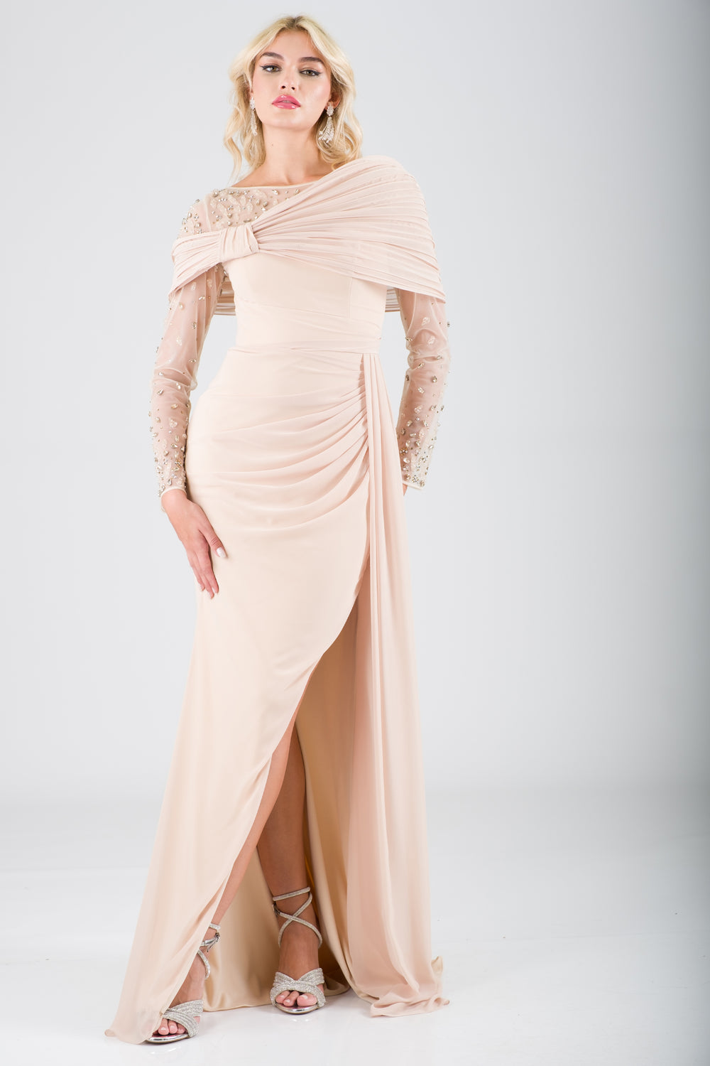 Beatrıx beige evening dress dress