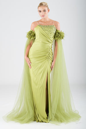 Goyfy green evening dress dress