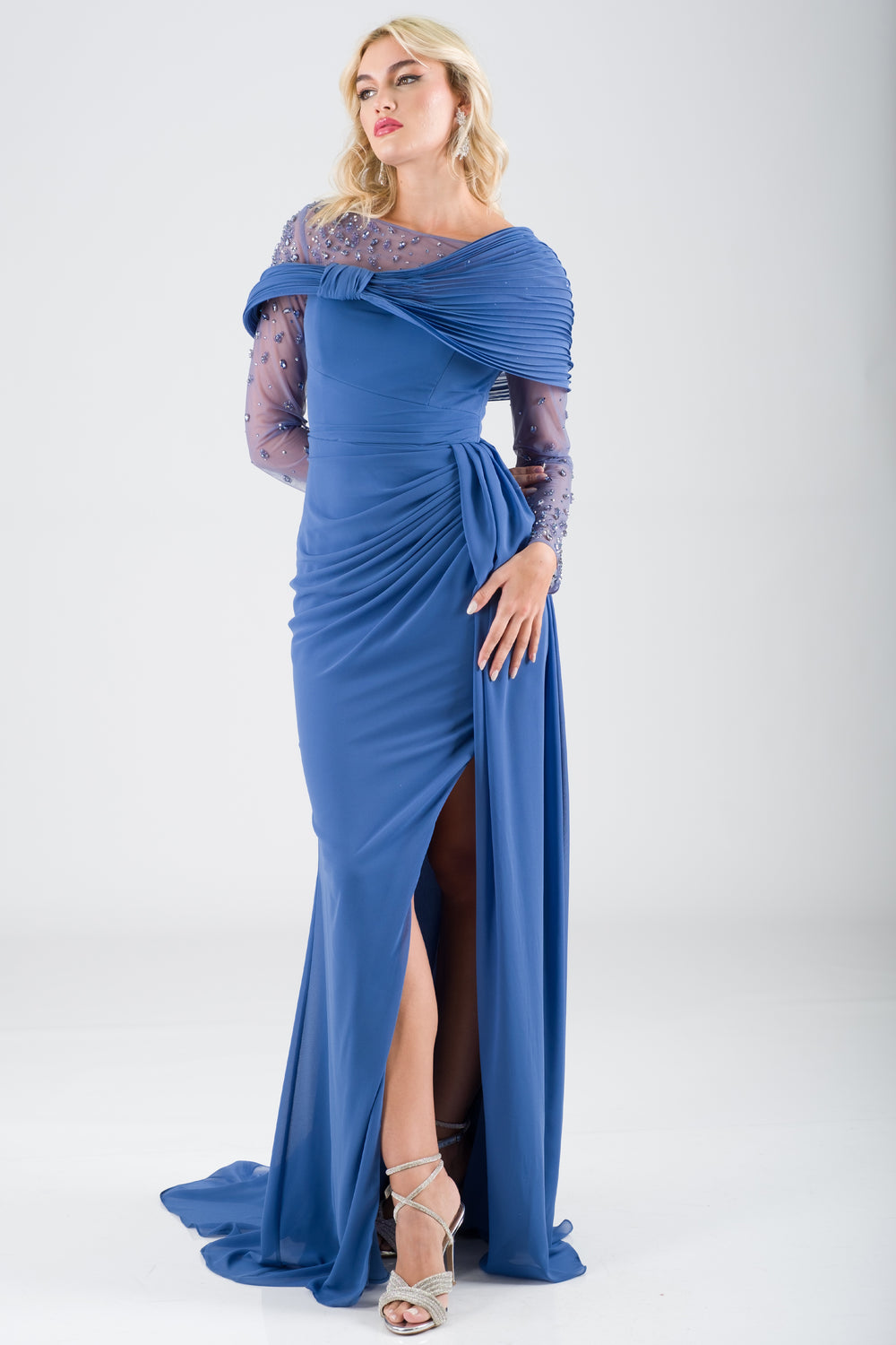 Beatrıx indigo evening dress dress