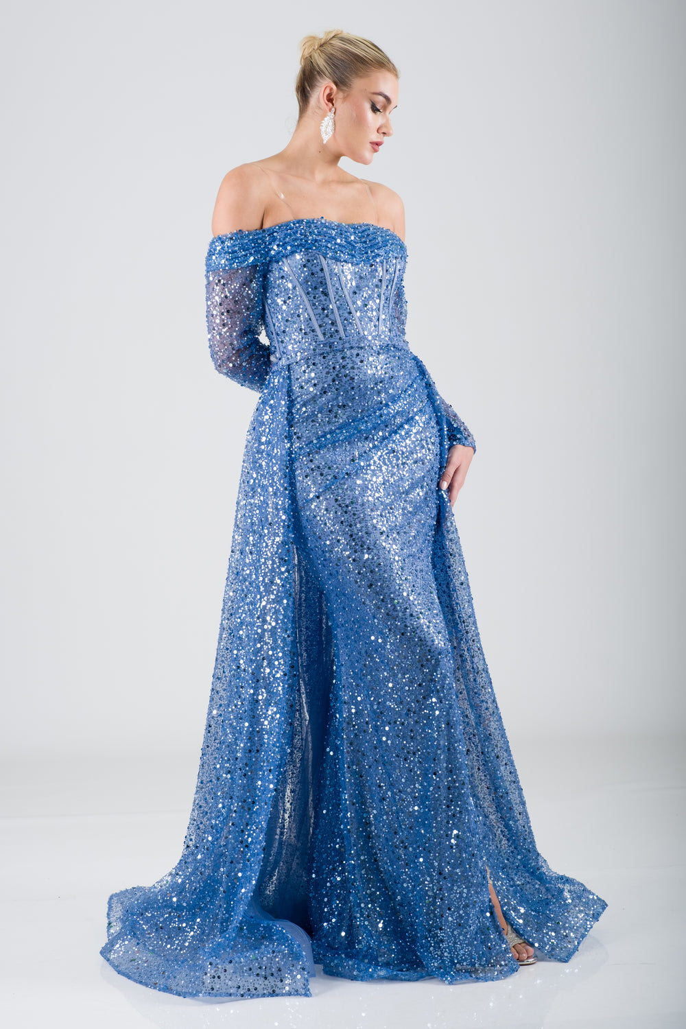 Monza indigo evening dress dress