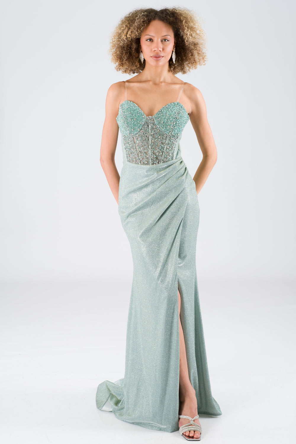 Lenoro Mint Evening Dress