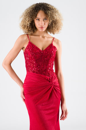 Oleo Red Evening Dress