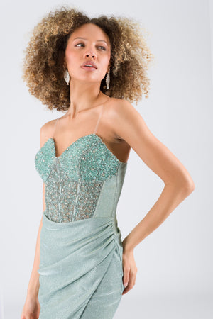 Lenoro Mint Evening Dress