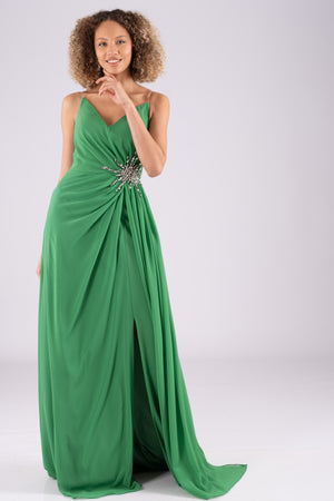 Juno green evening dress dress