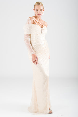 Poty beige evening dress dress