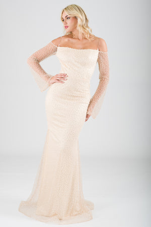 Stelya beige evening dress dress