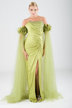 Goyfy green evening dress dress