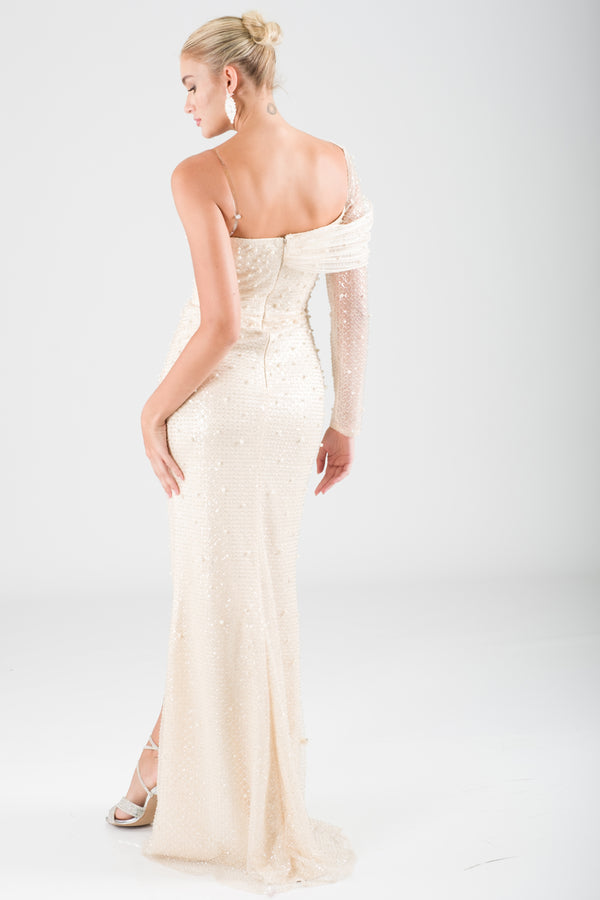 Poty beige evening dress dress