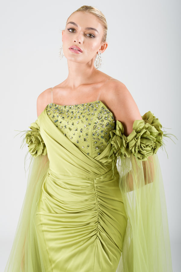 Goyfy green evening dress dress