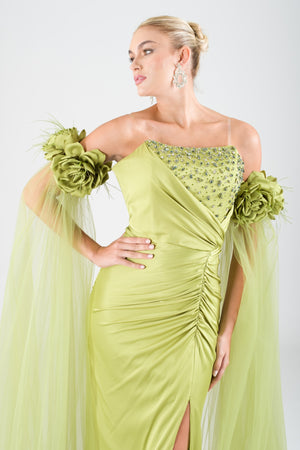 Goyfy green evening dress dress