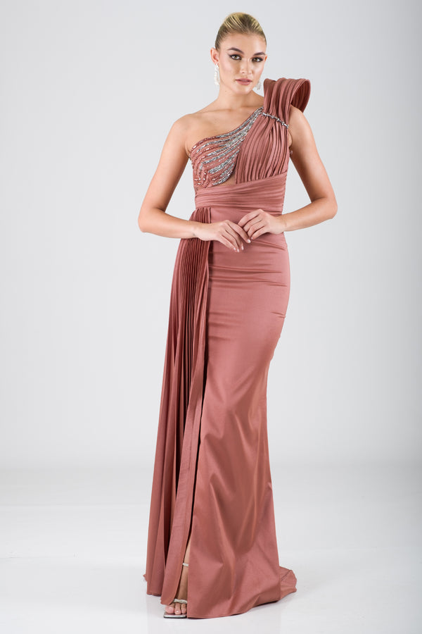 Yolanda coffee evening dress dress