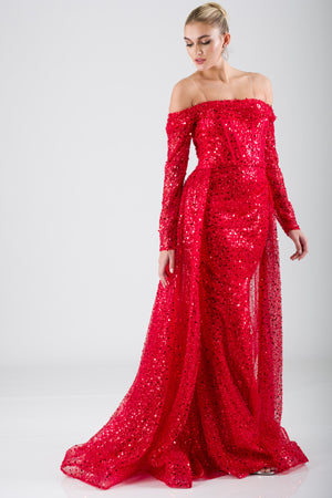 Monza Red Evening Dress