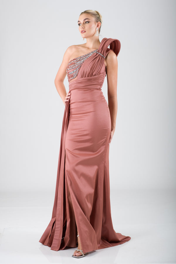 Yolanda coffee evening dress dress