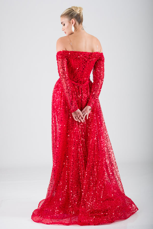 Monza Red Evening Dress