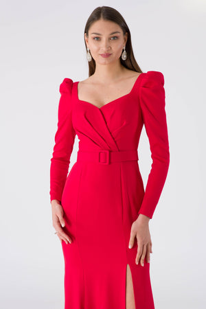 Step Red Evening Dress