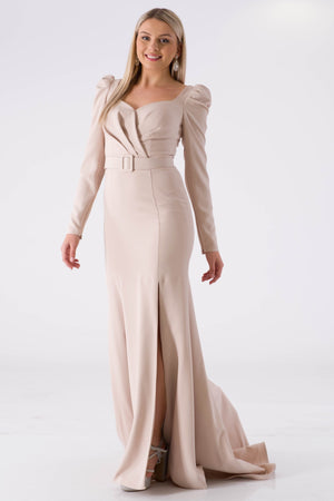 My name is beige evening dress