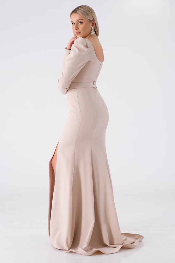 My name is beige evening dress