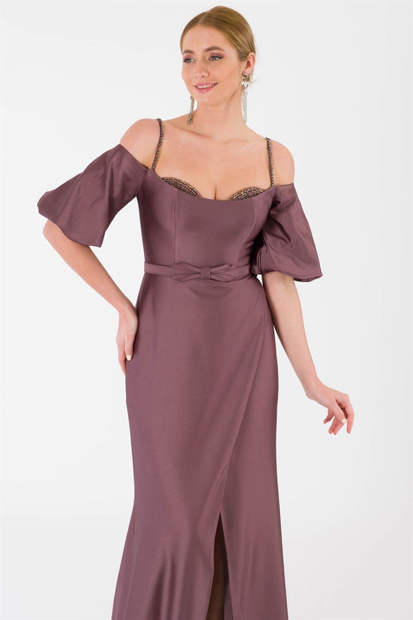 Almira coffee evening dress dress