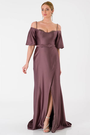 Almira coffee evening dress dress