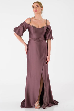 Almira coffee evening dress dress