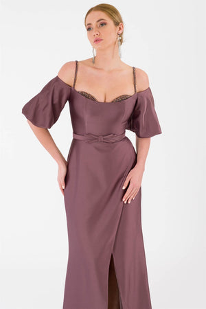 Almira coffee evening dress dress