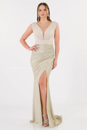 Annalise beige evening dress dress