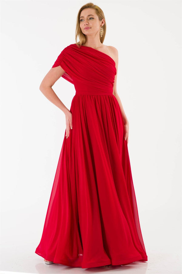 Artful Red Evening Dress