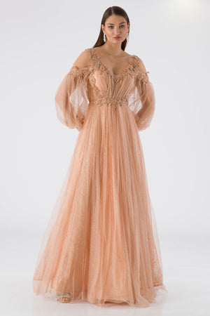 Supply salmon evening dress dress