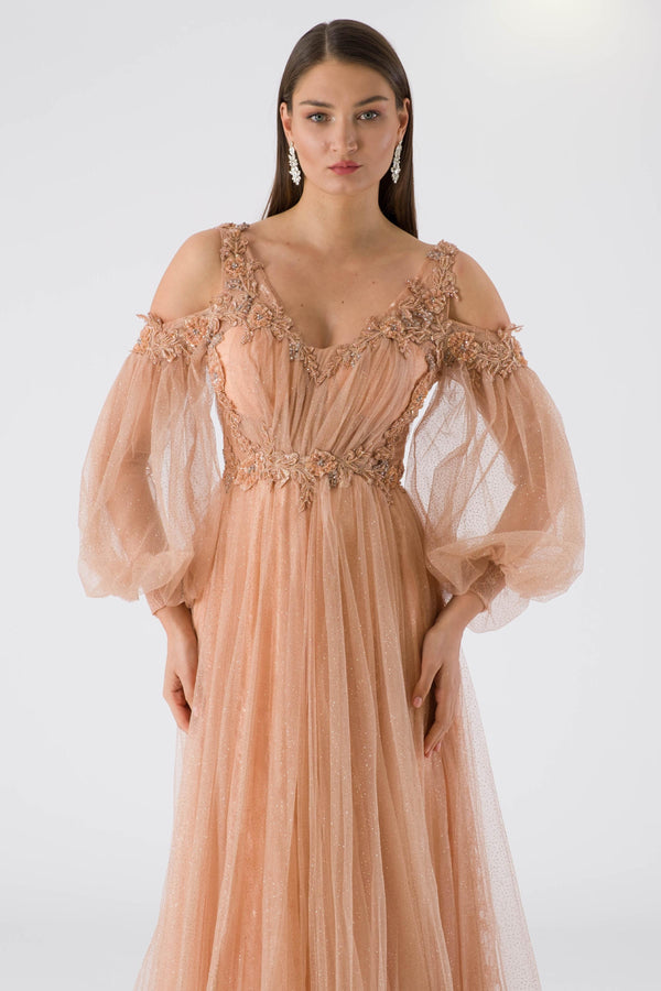 Supply salmon evening dress dress