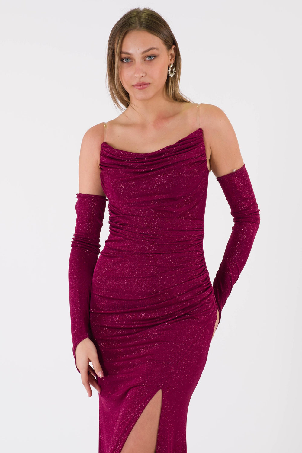 Badajoz Bordeaux Evening Dress