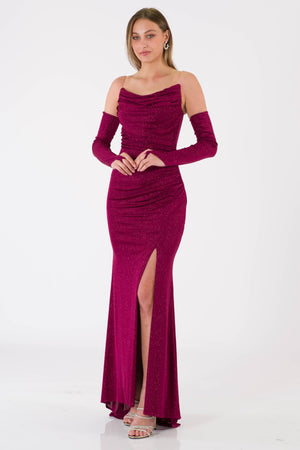 Badajoz Bordeaux Evening Dress