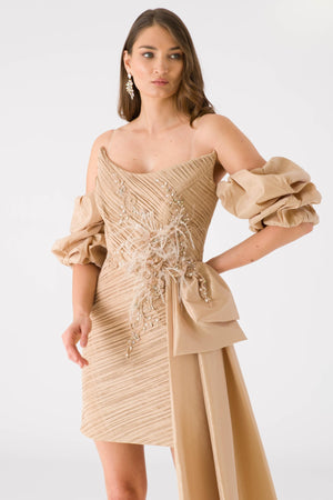 Belacu beige evening dress dress