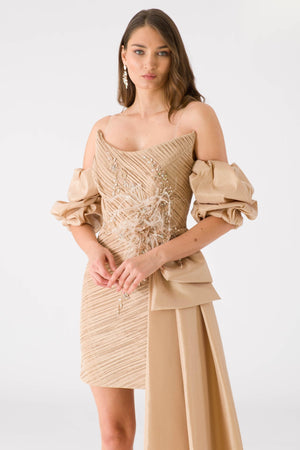 Belacu beige evening dress dress