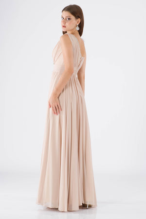 Berre beige evening dress dress