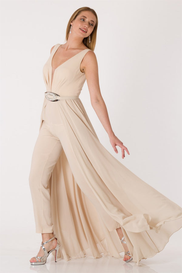 Buse beige evening dress dress