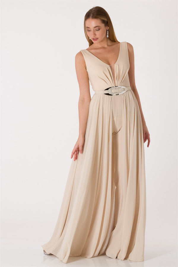 Buse beige evening dress dress