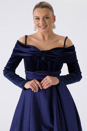 Chea navy blue evening dress dress