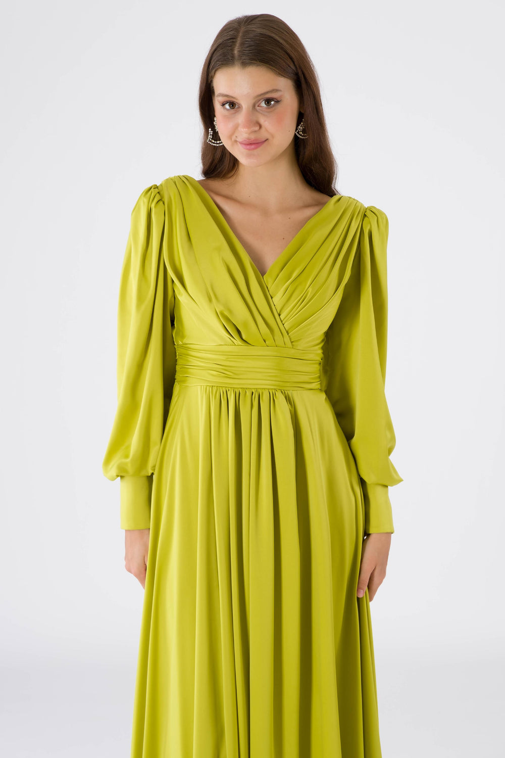 Dionne Peanut Green Evening Dress