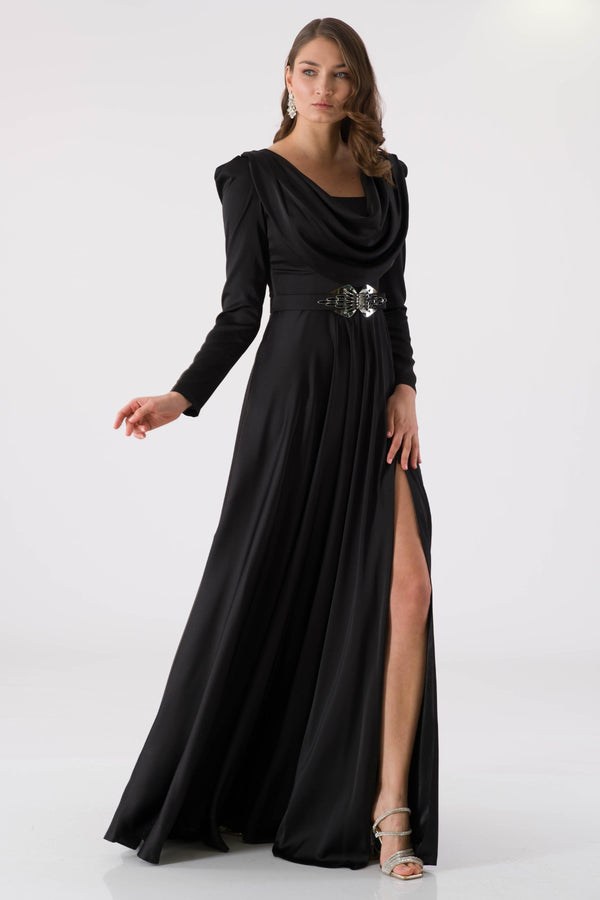 Dovty black evening dress dress