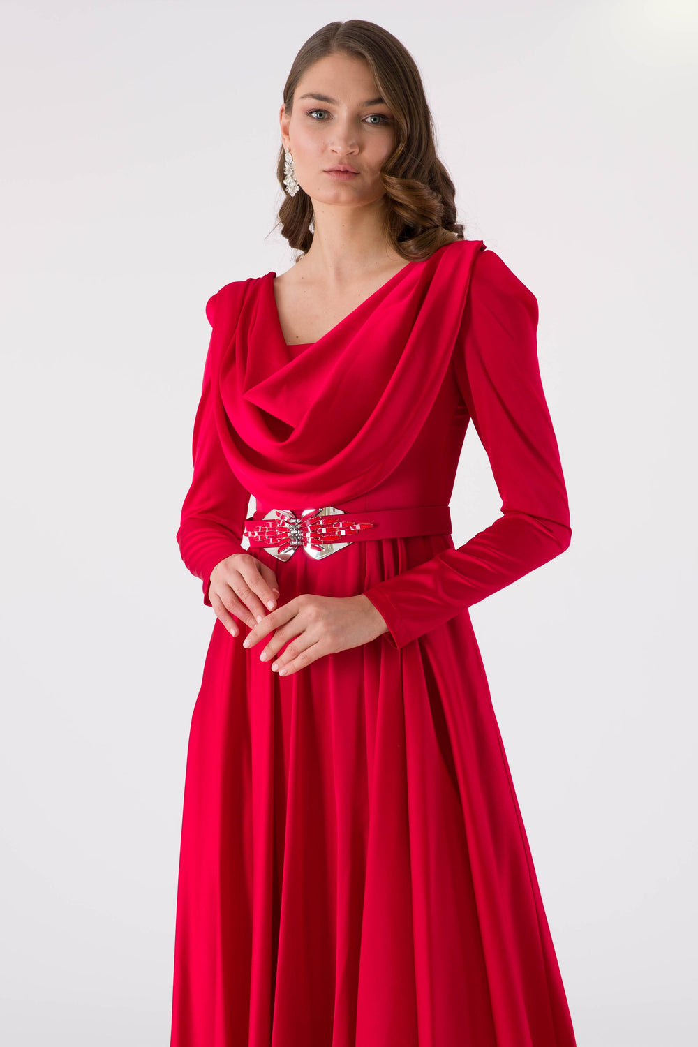 Dovty red evening dress dress