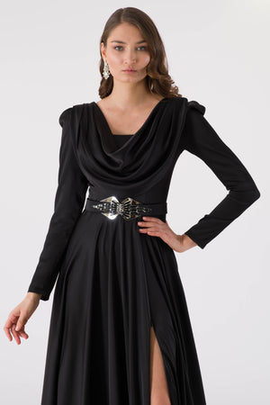 Dovty black evening dress dress