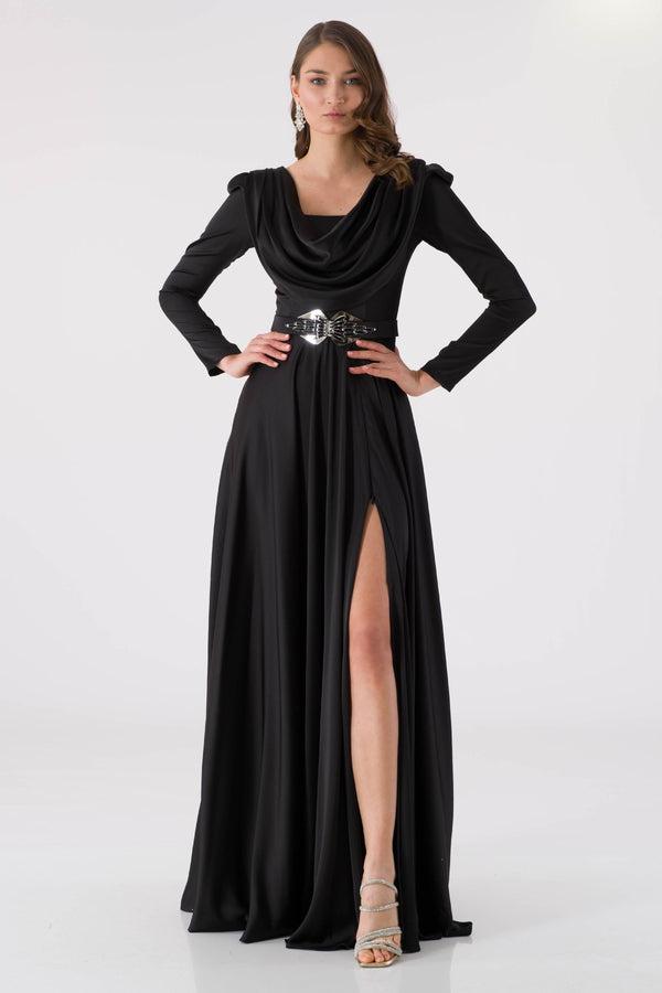 Dovty black evening dress dress