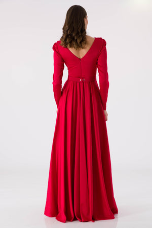 Dovty red evening dress dress