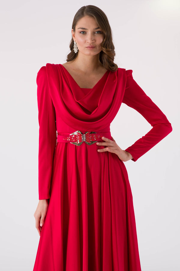 Dovty red evening dress dress