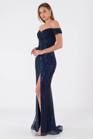 Eira navy blue evening dress dress