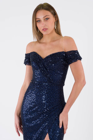 Eira navy blue evening dress dress