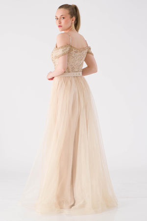 Erly Beige Evening Dress Dress