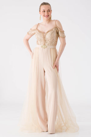 Erly Beige Evening Dress Dress