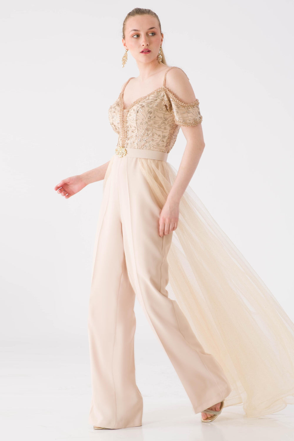 Erly beige evening dress dress