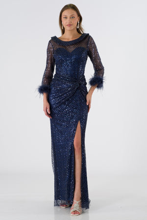 Finesse Navy blue evening dress (big size)